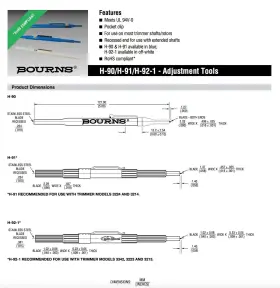 013227643462 BOURNS Potentiometer Tool 013227643462 BOURNS Potentiometer Tool
