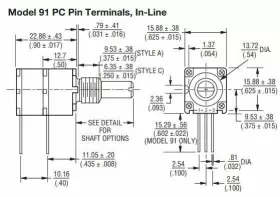 91A1A-828-815 BOURNS Single Turn Resistance Potentiometer #3 91A1A-828-815 BOURNS Single Turn Resistance Potentiometer #3