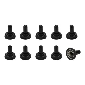 Chinflly Fyc0303 10 Pcs Button Switch Waterproof Dust Proof Cap 6 Mm Black Mini Toggle
