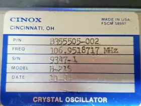 B355505-002 CINOX Vectron Crystal Oscillator Dtd #2 B355505-002 CINOX Vectron Crystal Oscillator Dtd #2
