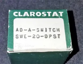 SWE-20-DPST CLAROSTAT Swittch Potentiometer Switch Nos