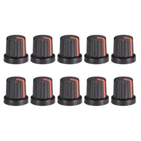 Duefixing 699867945533 10pcs 6mm Shaft Hole Knob Effect Pedal Amplifier Black Potentiometer Red Mark