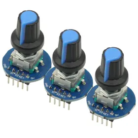 Godiymodules Mod-eltra80-003 3pcs Round Audio Rotating Potentiometer Knob Cap Ec11 With Switch Rotary