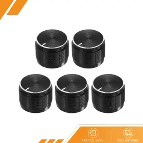 Gryfton 669739054595 5 X Potentiometer Knob Knurled Shaft Black 6mm Rotary 17x13mm