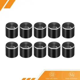 Gryfton 686687007862 10pcs Potentiometer Knob Knurled Shaft Black Aluminum 6mm Dia. Rotary