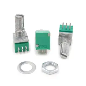 Hiletgo 3-02-0417 10pcs Double-joint 6 Pin 09 B50k Potentiometer For Audio Amp With Nut