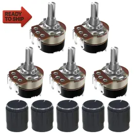 Molence 711181278965 5pcs Wh138 5k Ohm Rotary Potentiometer With Switch Single Turn Adjustable Resi
