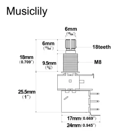 194296004467 MUSICLILY Push Guitar Pots Audio Taper #2