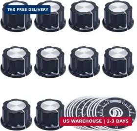 Mxuteuk 754429001765 10pcs Black Potentiometer Control Knob Volume Audio Electric Guitar Bass