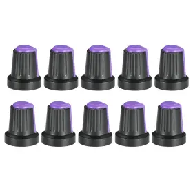 Uxcell 041814399768 10pcs 6mm Shaft Knob For Pedal Amplifier Potentiometer Purple Mark 17mm Height