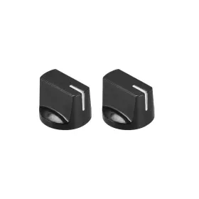Uxcell 041814400075 2pcs 6.4mm Shaft Hole Pedal Knobs Pointer Control With Set Screw Black