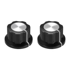 Uxcell 041814400433 2pcs 6.4mm Shaft Hole Potentiometer Control Rotary Knobs Effect Pedal Knob Black