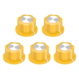 Uxcell 041814400532 5pcs 6.4mm Shaft Hole Potentiometer Rotary Knobs Effect Pedal Yellow