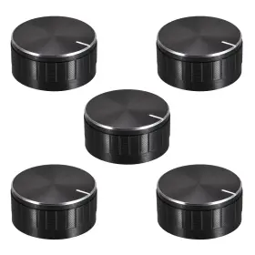 Uxcell 041814509600 5pcs Potentiometer Knob Black Groove Surface 40mmx17mm Volume Control