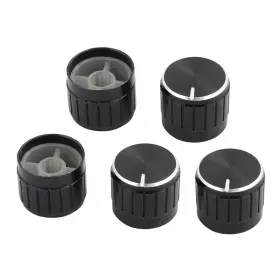 Uxcell 609876045636 5 Pcs 6mm Diameter Bulb Light Lamp Dimmer Control Rotary Knob Cap Black