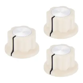 Uxcell 656320725606 3pcs Potentiometer Knob Fit 1/4 Inch Shaft Pots Set Screw Brass Insert Cream White
