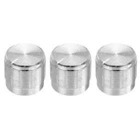 Uxcell 679134006112 3pcs Potentiometer Knob Knurled Silver 6mm Dia. 15mmx13mm