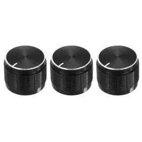 Uxcell 679134006136 3pcs Potentiometer Knob Knurled Black 6mm Dia. 17mmx13mm