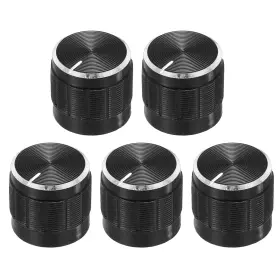 Uxcell 679134009090 5pcs Potentiometer Knob Knurled Shaft Black 6mm Rotary 15mmx13mm