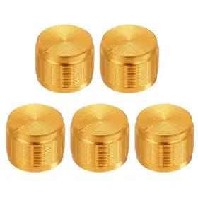 Uxcell 679134010102 5pcs Potentiometer Knob Knurled Shaft Gold 6mm Rotary 17mmx13mm