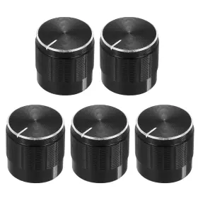 Uxcell 679134010119 5pcs Potentiometer Knob Knurled Shaft Black 6mm Rotary 17mmx17mm