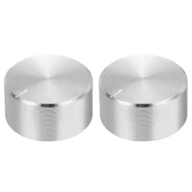 Uxcell 679134014988 2pcs Potentiometer Knob Knurled Shaft Silver Tone Aluminum Smooth 26mmx13mm