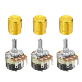 Uxcell 683007659299 3pcs 10k Ohm Rotary Potentiometer Wh138 3 Pin Variable Resistor Gold