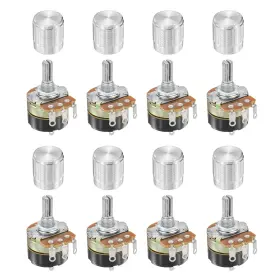 Uxcell 683007659329 8pcs 100k Ohm Rotary Potentiometer Wh138 3 Pin Variable Resistor Silver