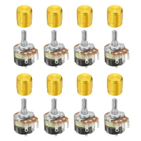 Uxcell 683007659343 8pcs 10k Ohm Rotary Potentiometer Wh138 3 Pin Variable Resistor Gold