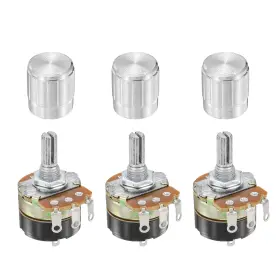 Uxcell 683007659664 3pcs 250k Ohm Rotary Potentiometer Wh138 3 Pin Variable Resistor Silver