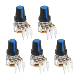 Uxcell 683007659756 5pcs 10k Ohm Rotary Potentiometer Wh148 3 Pin Variable Resistor Black Blue
