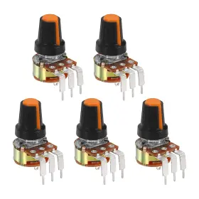 Uxcell 683007659787 5pcs 100k Ohm Rotary Potentiometer Wh148 3 Pin Variable Resistor Black Orange