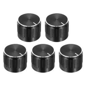 Uxcell 683867216113 5pcs Potentiometer Knob Knurled Shaft Black 21mmx17mm Volume Control