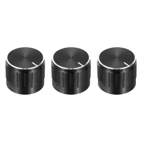 Uxcell 683867216168 3pcs Potentiometer Knob Knurled Shaft Black 21mmx17mm Volume Control