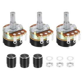 Uxcell 683867773708 3 Pack Wh138 Potentiometer B10k Ohm Single-joint Terminals With Knob Cap