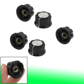 Uxcell 700955158411 5 Pcs Black Silver Tone 24mm Top Rotary Knobs For 6mm Dia. Shaft Potentiometer Uxcell 700955158411 5 Pcs Black Silver Tone 24mm Top Rotary Knobs For 6mm Dia. Shaft Potentiometer