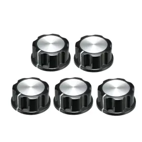 Uxcell 714998304179 5pcs 33x15.5mm Silver Tone Top Potentiometer Volume Control Rotary Knobs