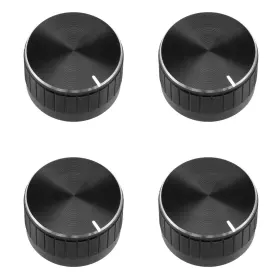 Uxcell 714998372963 4pcs 30x17mm Aluminium Alloy Potentiometer Rotary Knob Knurled Shaft Hole Black