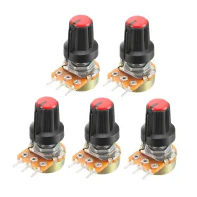 Uxcell 714998456144 5pcs 100k Variable Resistors Single Turn Rotary Carbon Film Taper Potentiometer