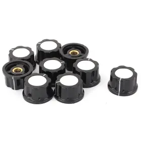Uxcell 783243178070 9 Pack 27mm Top Rotary Knobs For 6mm Dia. Shaft Potentiometer Black Silver Tone Uxcell 783243178070 9 Pack 27mm Top Rotary Knobs For 6mm Dia. Shaft Potentiometer Black Silver Tone