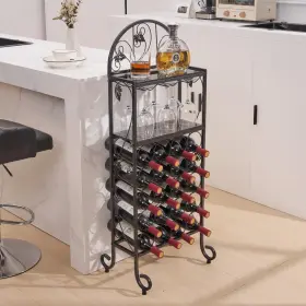 Metal-wine-rack VECELO Hold Bottles Glasses Holder Floo