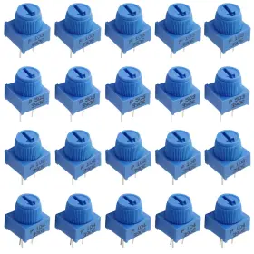 Waziaqoc Waz240321003 20 Pcs 1k 10k 50k 100k Ohm Breadboard Trim Potentiometer Blue Knob