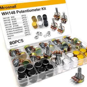 Yqfxgghfg 313102930978 80pcs Potentiometer Kit Wh148 B5k B10k B20k B50k B100k 3-pin Single Link 15