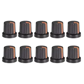Zaplyte 041814399904 10pc 6mm Knob For Effect Pedal Amplifier Black Potentiometer Orange Mark