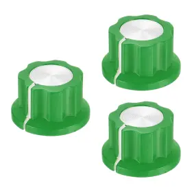 Zaplyte 656320725590 3pcs Potentiometer Knob Fit 1/4 Inch Shaft Pots Set Screw Brass Insert Green