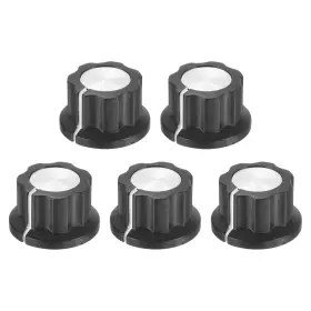 Zaplyte 656320725637 5pcs Potentiometer Knob Fit 1/4 Inch Shaft Pots Set Screw Brass Insert Black