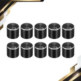 Zaplyte 669739769574 10pcs Potentiometer Knob Knurled Shaft Black Aluminum 6mm Dia