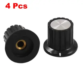 Zaplyte 680811532404 4 Pack Plastic Potentiometer Control Knob Cap Black 4mm Zaplyte 680811532404 4 Pack Plastic Potentiometer Control Knob Cap Black 4mm