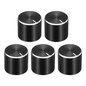 Zaplyte 683867216090 5pcs Potentiometer Knob Knurled Shaft Black 15mmx13mm Volume Control