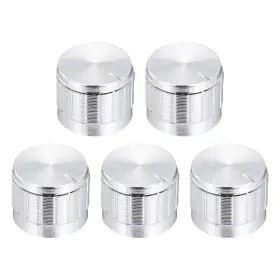 Zaplyte 683867216151 5pcs Potentiometer Knob Knurled Shaft Silver 21mmx17mm Volume Control